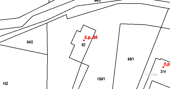 Horní Dřevíč 25, Stárkov na parcele st. 82 v KÚ Horní Dřevíč, Katastrální mapa
