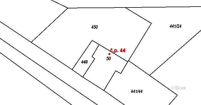 Janovice 44, Polná na parcele st. 50 v KÚ Janovice u Polné, Katastrální mapa