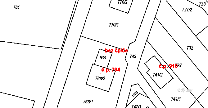 Velká Bystřice 147019109 na parcele st. 766/3 v KÚ Velká Bystřice, Katastrální mapa