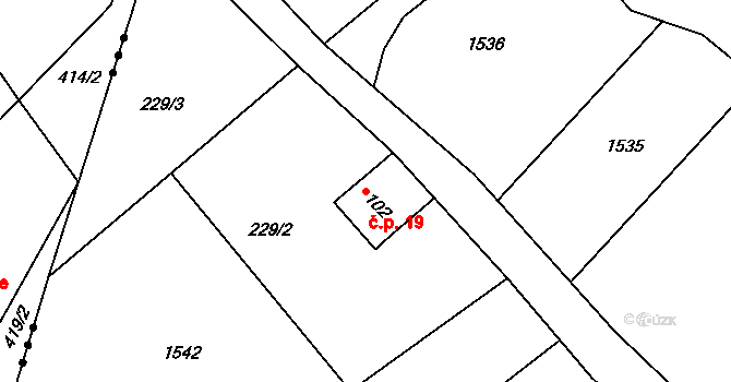 Skuhrov 19, Lomnice nad Popelkou na parcele st. 102 v KÚ Rváčov, Katastrální mapa