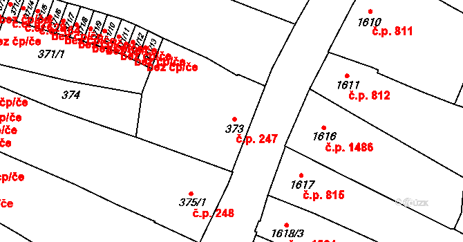 Mikulov 247 na parcele st. 373 v KÚ Mikulov na Moravě, Katastrální mapa