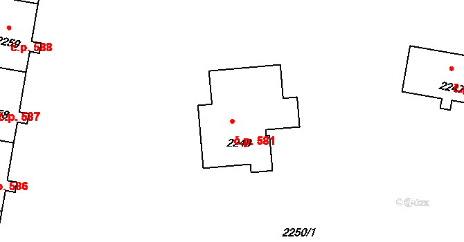 Mimoň I 581, Mimoň na parcele st. 2249 v KÚ Mimoň, Katastrální mapa