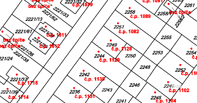 Roudnice nad Labem 1129 na parcele st. 2244 v KÚ Roudnice nad Labem, Katastrální mapa