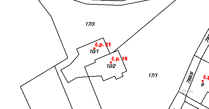 Lhota 21, Chuchelna na parcele st. 10/1 v KÚ Lhota Komárov, Katastrální mapa