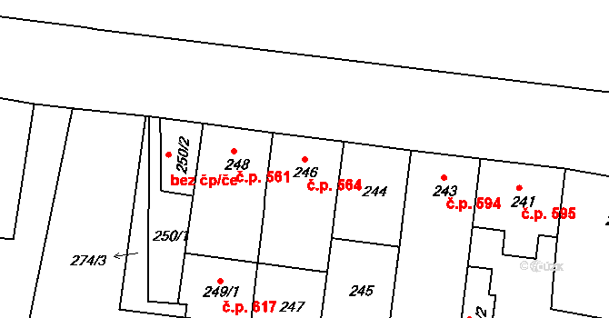 Duchcov 564 na parcele st. 246 v KÚ Duchcov, Katastrální mapa