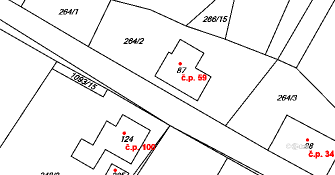 Svojanov 59 na parcele st. 87 v KÚ Svojanov, Katastrální mapa