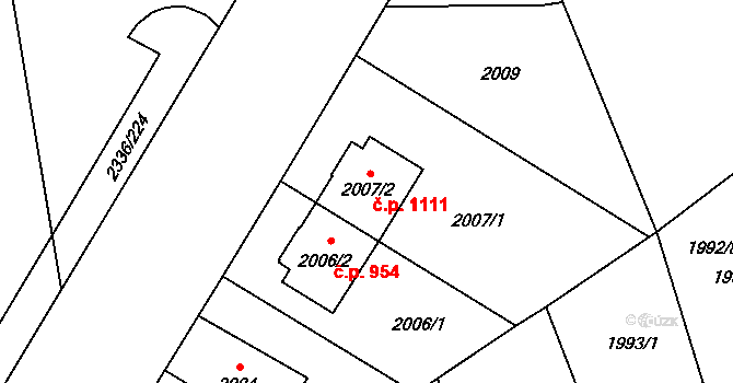 Chodov 1111, Praha na parcele st. 2007/2 v KÚ Chodov, Katastrální mapa