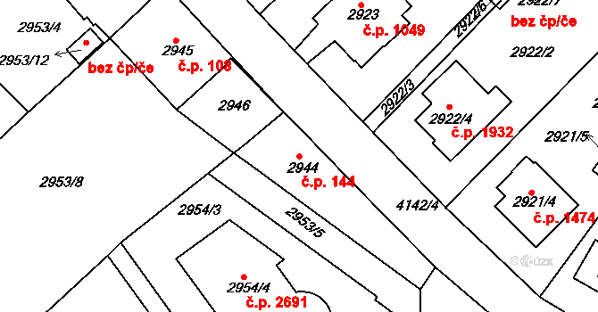 Dejvice 144, Praha na parcele st. 2944 v KÚ Dejvice, Katastrální mapa