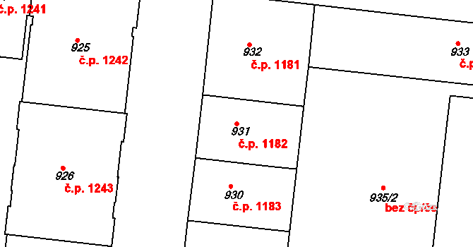 Holešovice 1182, Praha na parcele st. 931 v KÚ Holešovice, Katastrální mapa