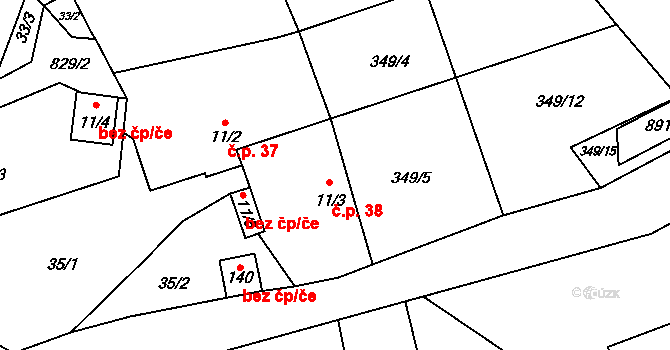 Chramosty 38, Dublovice na parcele st. 11/3 v KÚ Chramosty, Katastrální mapa