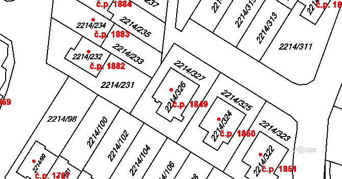 Bolevec 1849, Plzeň na parcele st. 2214/326 v KÚ Bolevec, Katastrální mapa