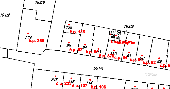 Čechovice 96, Prostějov na parcele st. 94 v KÚ Čechovice u Prostějova, Katastrální mapa