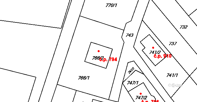 Velká Bystřice 794 na parcele st. 766/2 v KÚ Velká Bystřice, Katastrální mapa