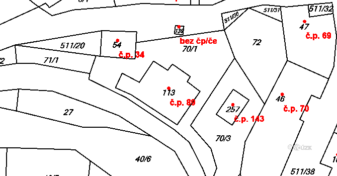 Skalsko 89 na parcele st. 113 v KÚ Skalsko, Katastrální mapa