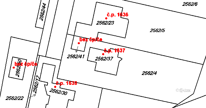 Rychnov nad Kněžnou 1637 na parcele st. 2562/37 v KÚ Rychnov nad Kněžnou, Katastrální mapa