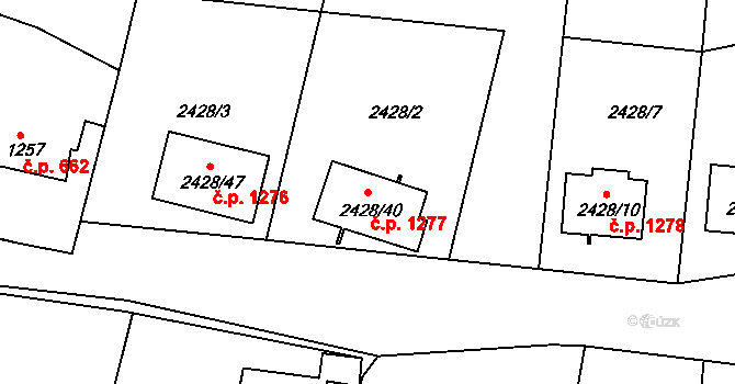 Brumov 1277, Brumov-Bylnice na parcele st. 2428/40 v KÚ Brumov, Katastrální mapa