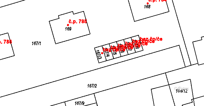 Třemošná 39625109 na parcele st. 167/3 v KÚ Třemošná, Katastrální mapa