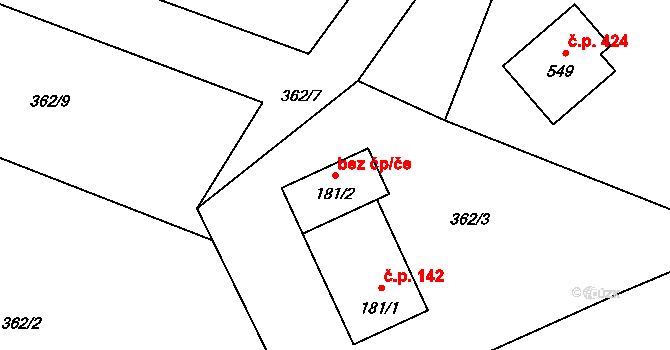 Třinec 40191109 na parcele st. 181/2 v KÚ Nebory, Katastrální mapa
