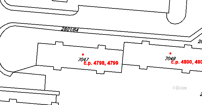 Zlín 4798,4799 na parcele st. 7047 v KÚ Zlín, Katastrální mapa