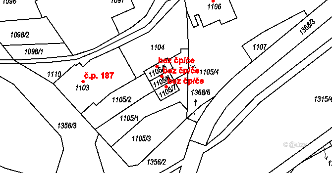 Ústí nad Labem 44739109 na parcele st. 1105/7 v KÚ Bukov, Katastrální mapa