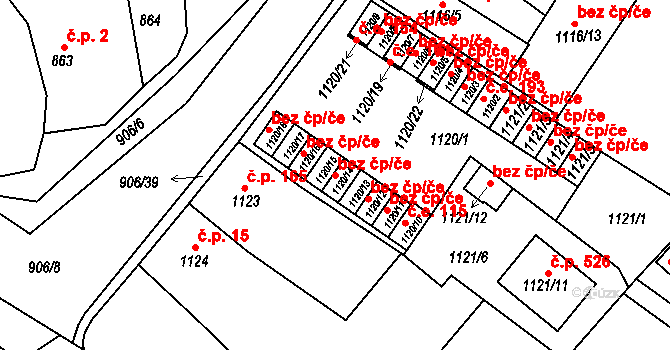 Novosedlice 45115109 na parcele st. 1120/14 v KÚ Novosedlice, Katastrální mapa