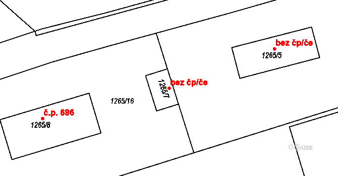 Proboštov 48425109 na parcele st. 1265/7 v KÚ Proboštov u Teplic, Katastrální mapa