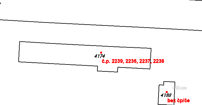 Zelené Předměstí 2236,2237,2238,2239, Pardubice na parcele st. 4174 v KÚ Pardubice, Katastrální mapa