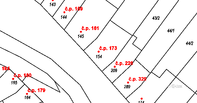 Doubravice nad Svitavou 173 na parcele st. 154 v KÚ Doubravice nad Svitavou, Katastrální mapa