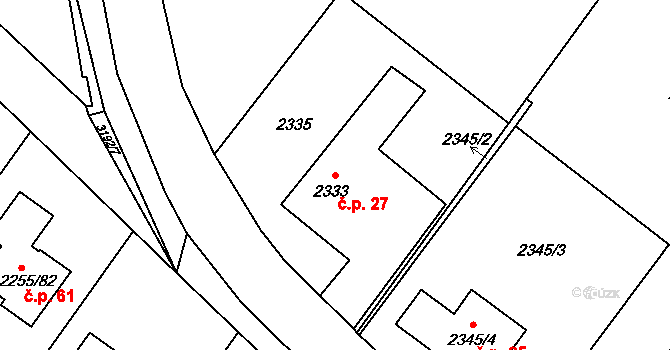 Hýlov 27, Klimkovice na parcele st. 2333 v KÚ Klimkovice, Katastrální mapa