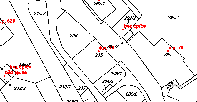 Vimperk I 73, Vimperk na parcele st. 205 v KÚ Vimperk, Katastrální mapa