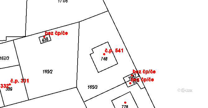 Černovice 541 na parcele st. 748 v KÚ Černovice u Tábora, Katastrální mapa