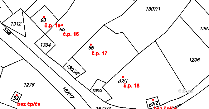 Milbohov 17, Stebno na parcele st. 66 v KÚ Stebno u Dubic, Katastrální mapa