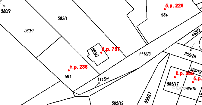Štěnovice 757 na parcele st. 582/3 v KÚ Štěnovice, Katastrální mapa