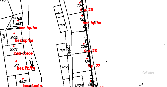 Podhradí nad Dyjí 28 na parcele st. 126 v KÚ Podhradí nad Dyjí, Katastrální mapa