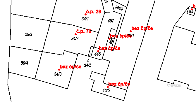 Ostrov 119678110 na parcele st. 34/5 v KÚ Dolní Žďár u Ostrova, Katastrální mapa