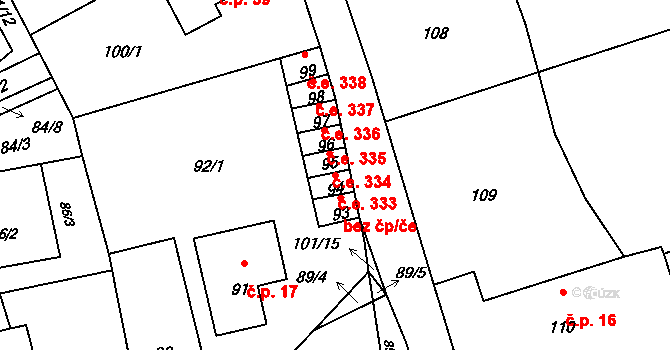 Pístov 333, Jihlava na parcele st. 94 v KÚ Pístov u Jihlavy, Katastrální mapa