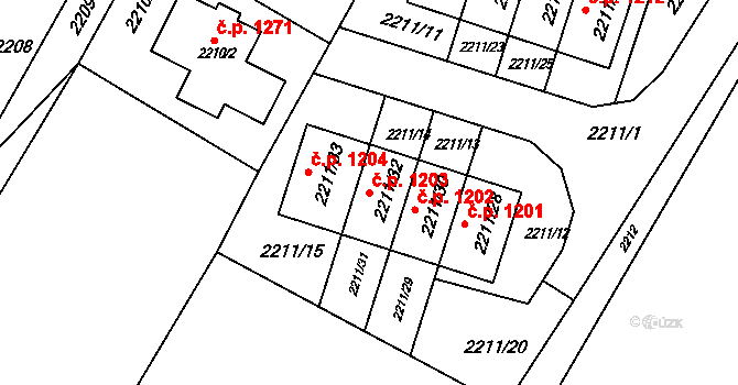 Rýmařov 1203 na parcele st. 2211/32 v KÚ Rýmařov, Katastrální mapa