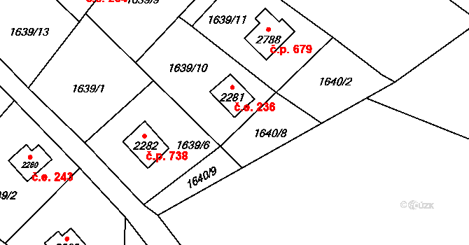 Ostravice 236 na parcele st. 2281 v KÚ Ostravice 1, Katastrální mapa