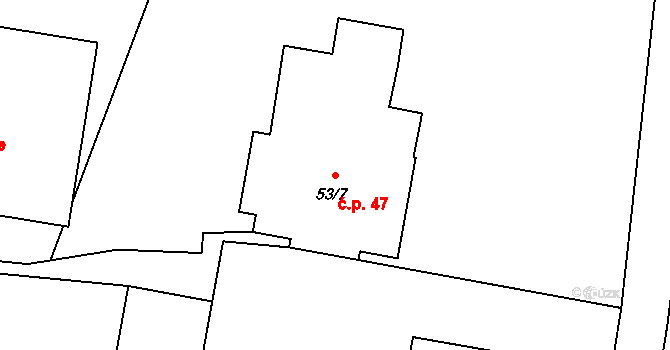 Horní Heřmanice 47, Bernartice na parcele st. 53/7 v KÚ Horní Heřmanice u Bernartic, Katastrální mapa