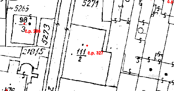 Černošín 327 na parcele st. 111/2 v KÚ Černošín, Katastrální mapa