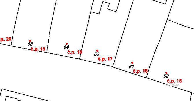 Míškovice 17 na parcele st. 63 v KÚ Míškovice, Katastrální mapa
