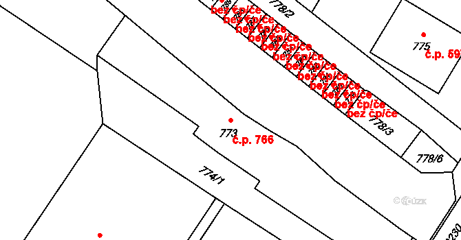 Velká Bystřice 766 na parcele st. 773 v KÚ Velká Bystřice, Katastrální mapa