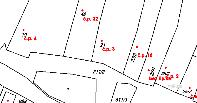 Chlum 3, Pavlíkov na parcele st. 21 v KÚ Chlum u Rakovníka, Katastrální mapa