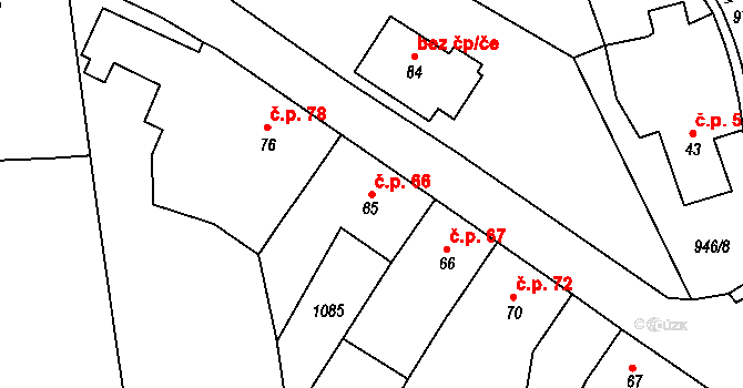 Chlístov 66 na parcele st. 65 v KÚ Chlístov u Rokytnice nad Rokytnou, Katastrální mapa