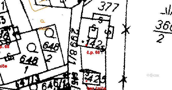 Janov 65 na parcele st. 142 v KÚ Janov u Litomyšle, Katastrální mapa