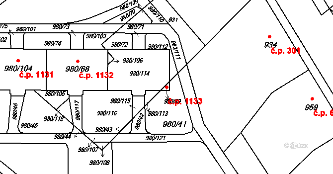 Nový Bohumín 1133, Bohumín na parcele st. 980/69 v KÚ Nový Bohumín, Katastrální mapa