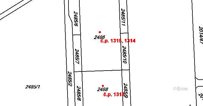 Chodov 1314,1315, Praha na parcele st. 2486 v KÚ Chodov, Katastrální mapa