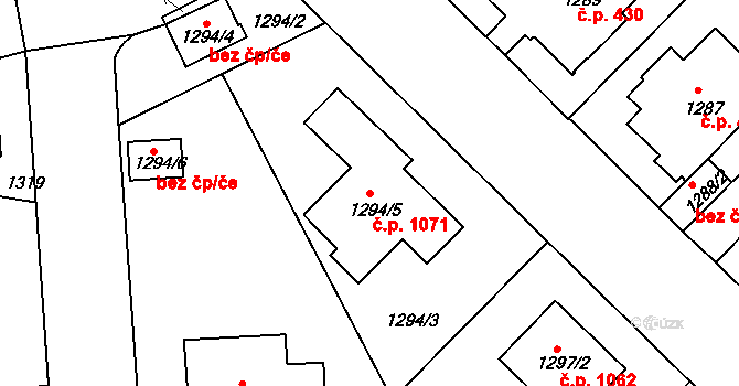 Bubeneč 1071, Praha na parcele st. 1294/5 v KÚ Bubeneč, Katastrální mapa