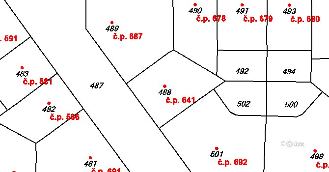 Vršovice 641, Praha na parcele st. 488 v KÚ Vršovice, Katastrální mapa