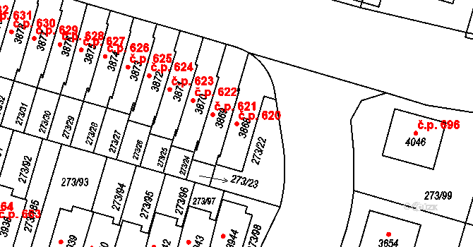 Střední Předměstí 620, Trutnov na parcele st. 3868 v KÚ Trutnov, Katastrální mapa